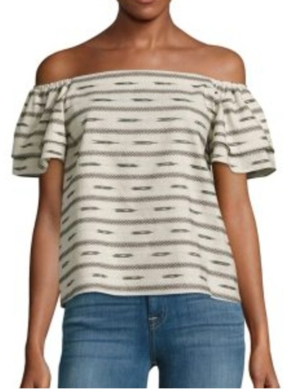 Alice + Olivia Cream Top with Black Aztec Stripes *MOVING SALE*